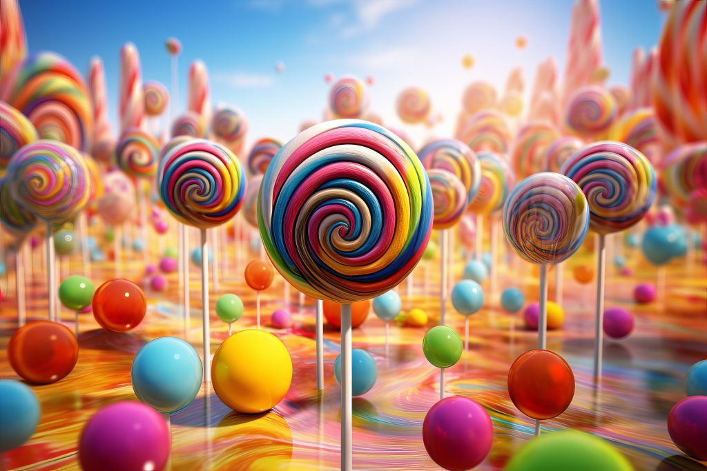 A stock photo of many colourful and colourful looking candy ball